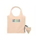 Faltbare Einkaufstasche aus recycelter Baumwolle, 140 g/m2 farbe beige Ansicht mit Druckbereich