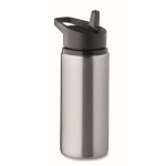Flasche aus Recyclingedelstahl mit Öffnung und Griff, 500 ml farbe mattsilber