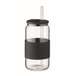 Borosilikatglas mit Strohhalm und Silikonband, 550 ml farbe schwarz