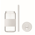 Borosilikatglas mit Strohhalm und Silikonband, 550 ml farbe weiß vierte Ansicht
