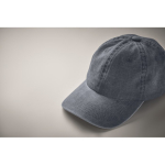 Cap aus gewaschener Baumwolle mit Klettverschluss, 265 g/m2 farbe blau zweites Detailbild