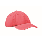 Cap aus gewaschener Baumwolle mit Klettverschluss, 265 g/m2 farbe rot