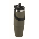 Doppelwandiger Becher mit Halm, Trinköffnung und Tragegriff, 850 ml