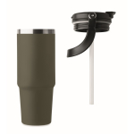 Doppelwandiger Becher mit Halm, Trinköffnung und Tragegriff, 850 ml