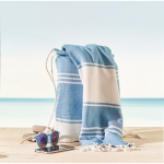 Set mit Turnbeutel und passendem gestreiftem Pareo, 180 g/m2 farbe türkis Stimmungsbild