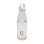 Wasserflasche aus recyceltem Kunststoff mit Tragegriff, 800 ml farbe transparent Ansicht mit Tampondruck