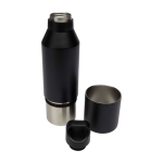 Thermosflasche aus recyceltem Edelstahl mit abnehmbarem Becher, 600 ml farbe schwarz dritte Ansicht