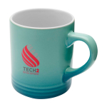 Keramiktasse mit Farbverlaufseffekt mit Logo, 330 ml farbe türkis Ansicht mit Tampondruck