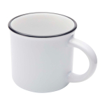 Vintage-Keramiktasse mit schwarzem Rand, 240 ml farbe weiß zweite Vorderansicht