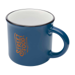 Vintage-Keramiktasse mit schwarzem Rand, 240 ml farbe marineblau Ansicht mit Tampondruck