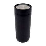 Thermobecher To Go aus Edelstahl mit Druckverschluss, 350 ml farbe schwarz zweite Vorderansicht