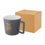 Matte Keramiktasse mit quadratischem Griff, 370 ml Ansicht mit Tampondruck