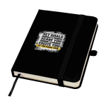 Notizbuch mit Hardcover und Soft-Touch-Umschlag, A6 liniert farbe schwarz Ansicht mit Tampondruck