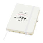 Notizbuch mit Hardcover und Soft-Touch-Umschlag, A6 liniert farbe weiß Ansicht mit Tampondruck