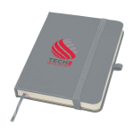 Notizbuch mit Hardcover und Soft-Touch-Umschlag, A6 liniert farbe grau Ansicht mit Tampondruck