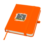 Notizbuch mit Hardcover und Soft-Touch-Umschlag, A6 liniert farbe orange Ansicht mit Tampondruck
