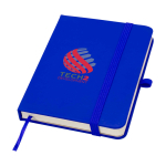 Notizbuch mit Hardcover und Soft-Touch-Umschlag, A6 liniert farbe köngisblau Ansicht mit Tampondruck