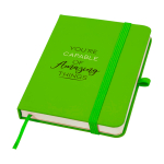 Notizbuch mit Hardcover und Soft-Touch-Umschlag, A6 liniert farbe lindgrün Ansicht mit Tampondruck