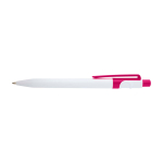 Eleganter Kuli aus recyceltem Plastik, blaue Tinte farbe pink zweite Vorderansicht