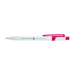 Eleganter recycelter Kugelschreiber, schwarze Tinte farbe pink Ansicht mit Tampondruck