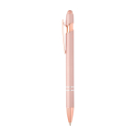 Kuli aus recyceltem Alu in Roségold, blaue Tinte farbe pastellrose Seitenansicht