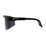 Sportliche Sonnenbrille aus 100 % recyceltem Kunststoff farbe schwarz Ansicht mit Tampondruck
