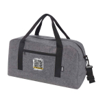 Mehrzwecktasche aus hochwertigem recyceltem Filz mit Riemen farbe dunkelgrau Ansicht mit Transferdruck
