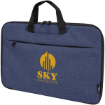 2-in-1-Laptoptasche aus recyceltem Polyester mit RPET-Futter farbe blau mamoriert Ansicht mit Transferdruck