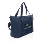 XL-Kühltasche aus RPET mit 2 Griffen und Schultergurt, 30 L farbe marineblau Ansicht mit Logo