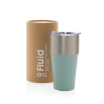 Tropffreier Thermobecher aus recyceltem Edelstahl, 500 ml farbe grün Ansicht mit Box