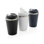 Ökologische doppelwandige Thermotasse mit Deckel, 350 ml farbe schwarz Ansicht in verschiedenen Farben