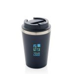 Ökologische doppelwandige Thermotasse mit Deckel, 350 ml farbe blau Ansicht mit Druckbereich