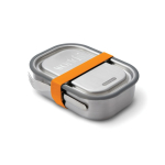 Stahl-Lunchbox mit Gabel und Band der Marke Black+Blum, 1 L Ansicht mit Logo