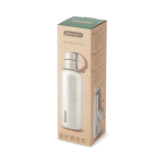 Thermoflasche aus Edelstahl mit Griff der Marke Black+Blum, 500 ml farbe olivgrün Ansicht mit Box