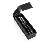 Recyceltes Messing-Kuliset mit goldenen Details, blaue Tinte farbe schwarz Ansicht mit Box