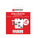Weltweiter Reiseadapter für über 100 Reiseziele von Skross farbe weiß Ansicht mit Box