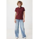 Damen-Piqué-Poloshirt aus recycelter Baumwolle, 220 g/m², Iqoniq farbe bordeaux Ansicht mit Modell