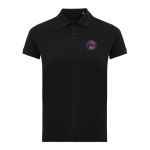 Damen-Piqué-Poloshirt aus recycelter Baumwolle, 220 g/m², Iqoniq farbe schwarz Ansicht mit Logo