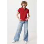 Damen-Piqué-Poloshirt aus recycelter Baumwolle, 220 g/m², Iqoniq farbe rot Ansicht mit Modell