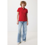 Damen-Piqué-Poloshirt aus recycelter Baumwolle, 220 g/m², Iqoniq farbe rot zweite Ansicht mit Modell