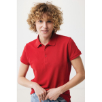 Damen-Piqué-Poloshirt aus recycelter Baumwolle, 220 g/m², Iqoniq farbe rot fünfte Ansicht mit Modell
