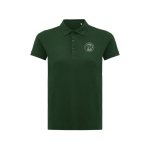 Damen-Piqué-Poloshirt aus recycelter Baumwolle, 220 g/m², Iqoniq farbe waldgrün Ansicht mit Logo