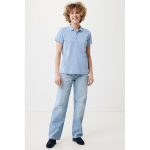 Damen-Piqué-Poloshirt aus recycelter Baumwolle, 220 g/m², Iqoniq farbe cyan-blau Ansicht mit Modell