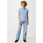 Damen-Piqué-Poloshirt aus recycelter Baumwolle, 220 g/m², Iqoniq farbe cyan-blau zweite Ansicht mit Modell