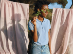 Damen-Piqué-Poloshirt aus recycelter Baumwolle, 220 g/m², Iqoniq farbe cyan-blau Lifestyle-Bild