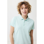 Damen-Piqué-Poloshirt aus recycelter Baumwolle, 220 g/m², Iqoniq farbe mintgrün fünfte Ansicht mit Modell