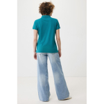 Damen-Piqué-Poloshirt aus recycelter Baumwolle, 220 g/m², Iqoniq farbe pastelgrün zweite Ansicht mit Modell