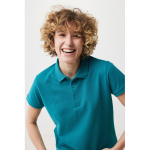 Damen-Piqué-Poloshirt aus recycelter Baumwolle, 220 g/m², Iqoniq farbe pastelgrün vierte Ansicht mit Modell