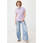 Damen-Piqué-Poloshirt aus recycelter Baumwolle, 220 g/m², Iqoniq farbe lila Ansicht mit Modell