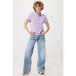 Damen-Piqué-Poloshirt aus recycelter Baumwolle, 220 g/m², Iqoniq farbe lila zweite Ansicht mit Modell